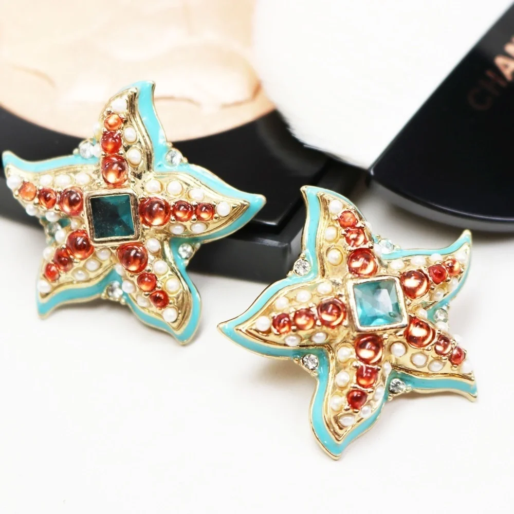 KENNETH JAY LANE RARE BLUE STARFISH EARRINGS - Picture 1 of 16